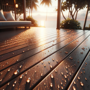 Nano coating for wood on a wooden deck